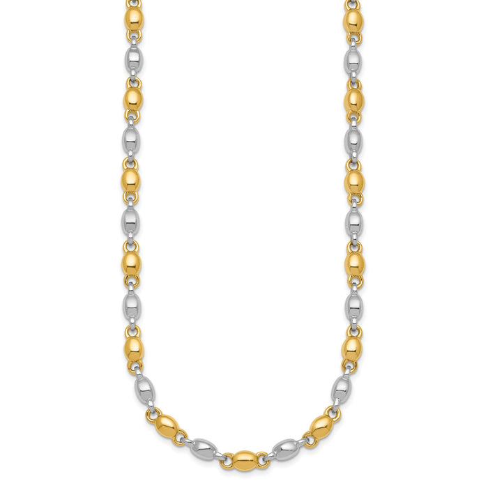 14k Two Tone Polished Round Fancy Link 5.25mm Necklace-SF3264-18