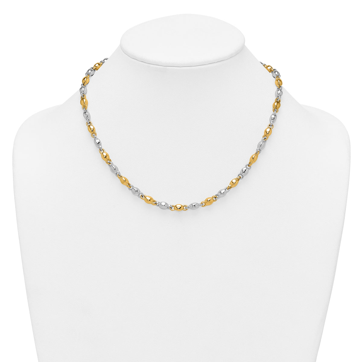 14k Two Tone Polished Round Fancy Link 5.25mm Necklace-SF3264-18