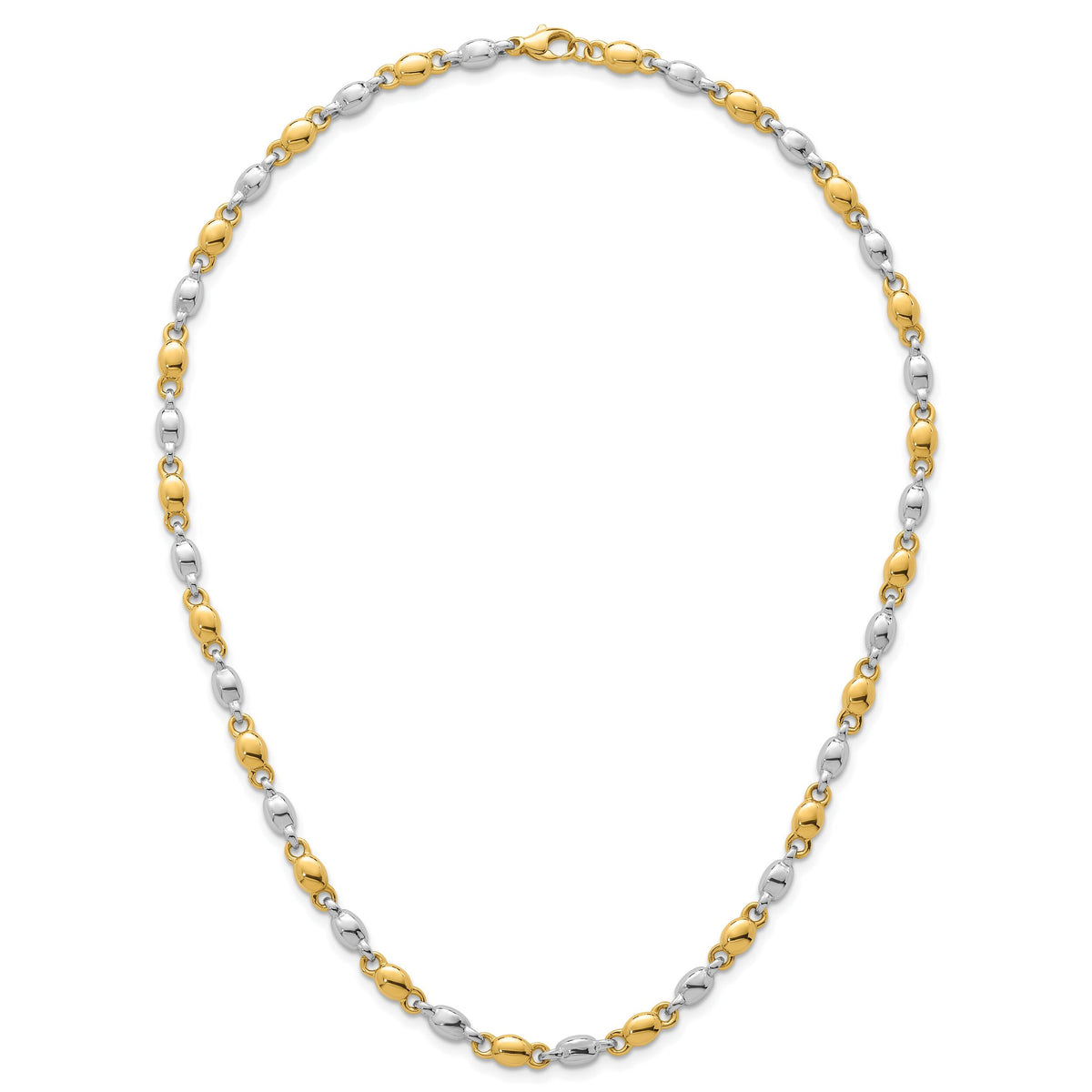 14k Two Tone Polished Round Fancy Link 5.25mm Necklace-SF3264-18
