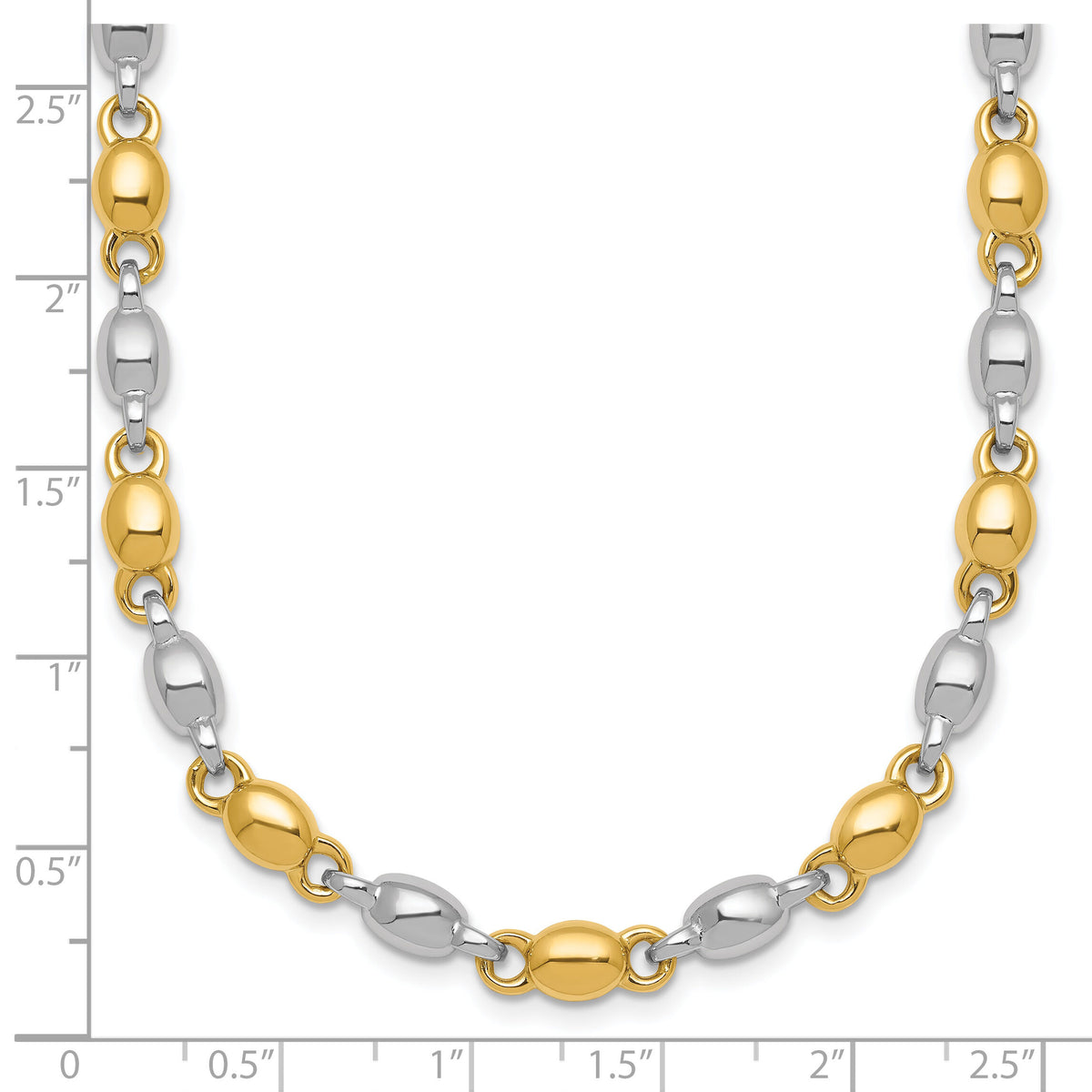14k Two Tone Polished Round Fancy Link 5.25mm Necklace-SF3264-18