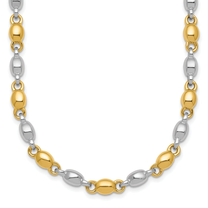 14k Two Tone Polished Round Fancy Link 5.25mm Necklace-SF3264-18