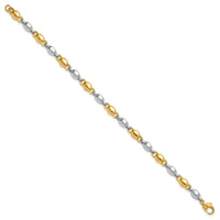 14k Two Tone Polished Round Fancy Link Bracelet-SF3264-7.25