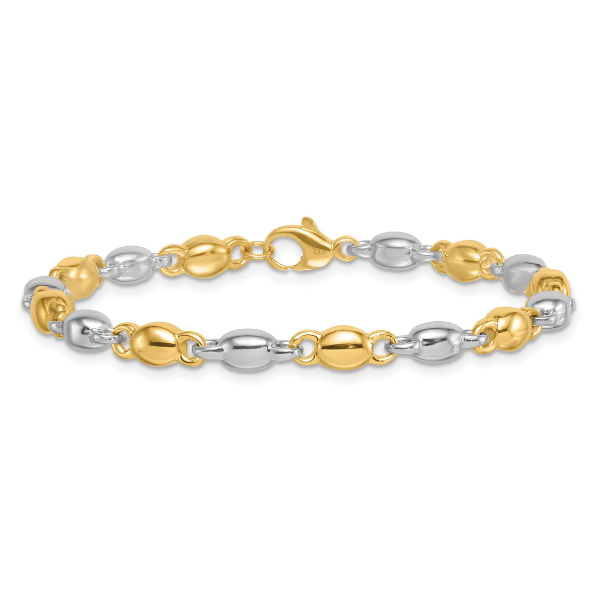 14k Two Tone Polished Round Fancy Link Bracelet-SF3264-7.25