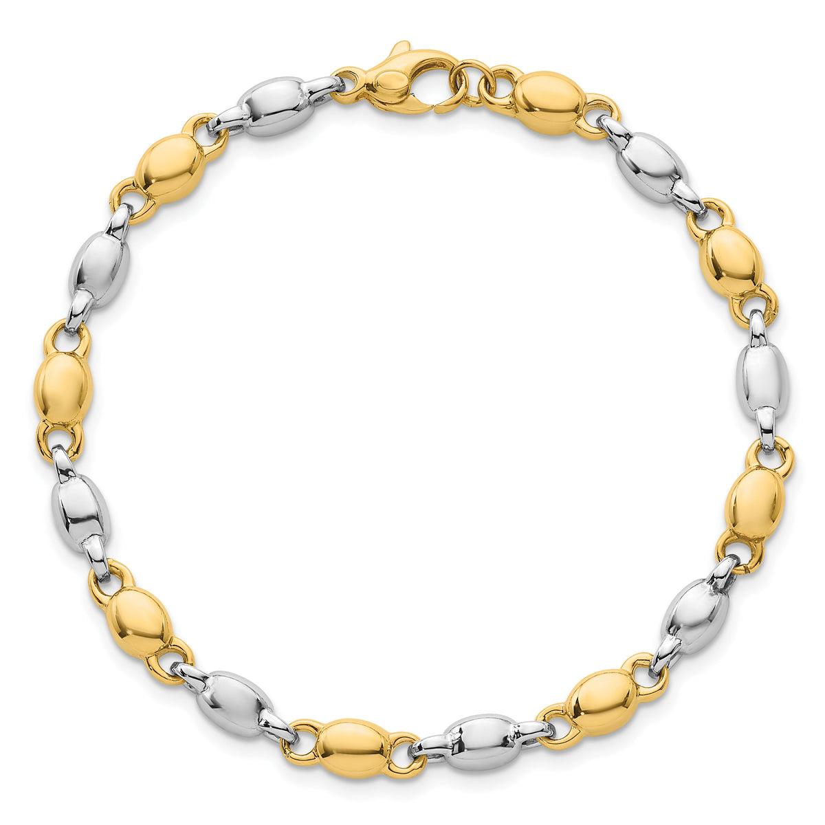 14k Two Tone Polished Round Fancy Link Bracelet-SF3264-7.25