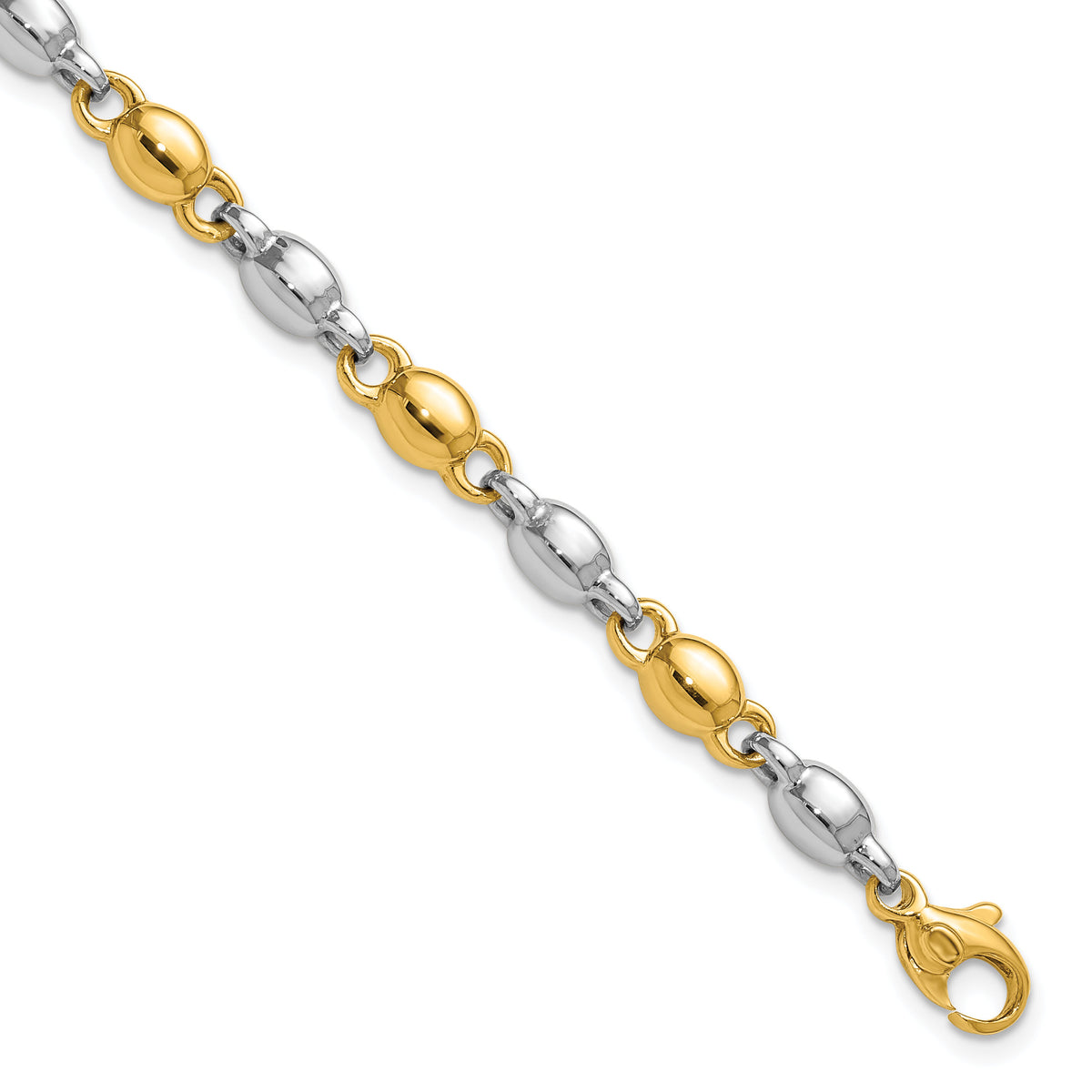 14k Two Tone Polished Round Fancy Link Bracelet-SF3264-7.25