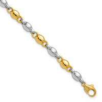 14k Two Tone Polished Round Fancy Link Bracelet-SF3264-7.25