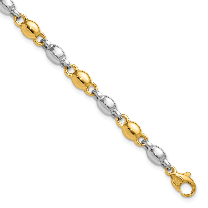 14k Two Tone Polished Round Fancy Link Bracelet-SF3264-7.25