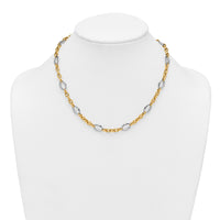 14k Two Tone Polished Fancy Oval Link Necklace-SF3265-18