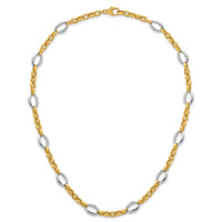 14k Two Tone Polished Fancy Oval Link Necklace-SF3265-18