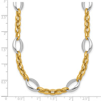 14k Two Tone Polished Fancy Oval Link Necklace-SF3265-18