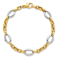 14k Two Tone Polished Oval Link Bracelet-SF3265-7.25