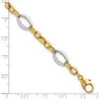 14k Two Tone Polished Oval Link Bracelet-SF3265-7.25