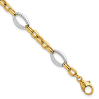 14k Two Tone Polished Oval Link Bracelet-SF3265-7.25