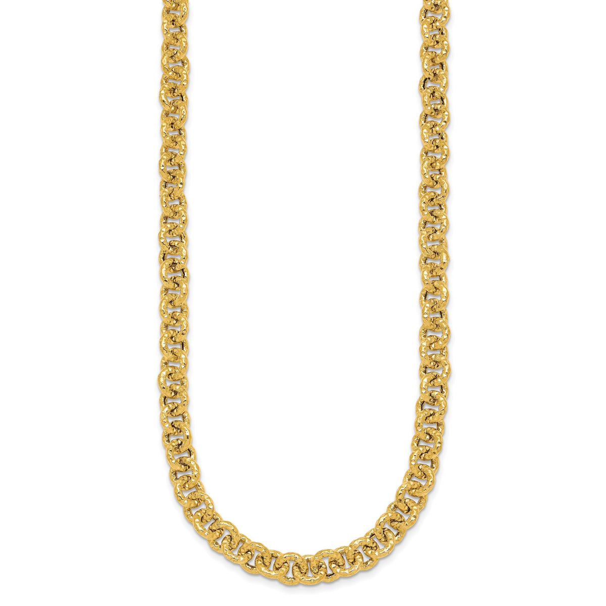 14k Polished and Textured Fancy Link 18in Necklace-SF3266-18