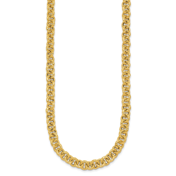 14k Polished and Textured Fancy Link 18in Necklace-SF3266-18