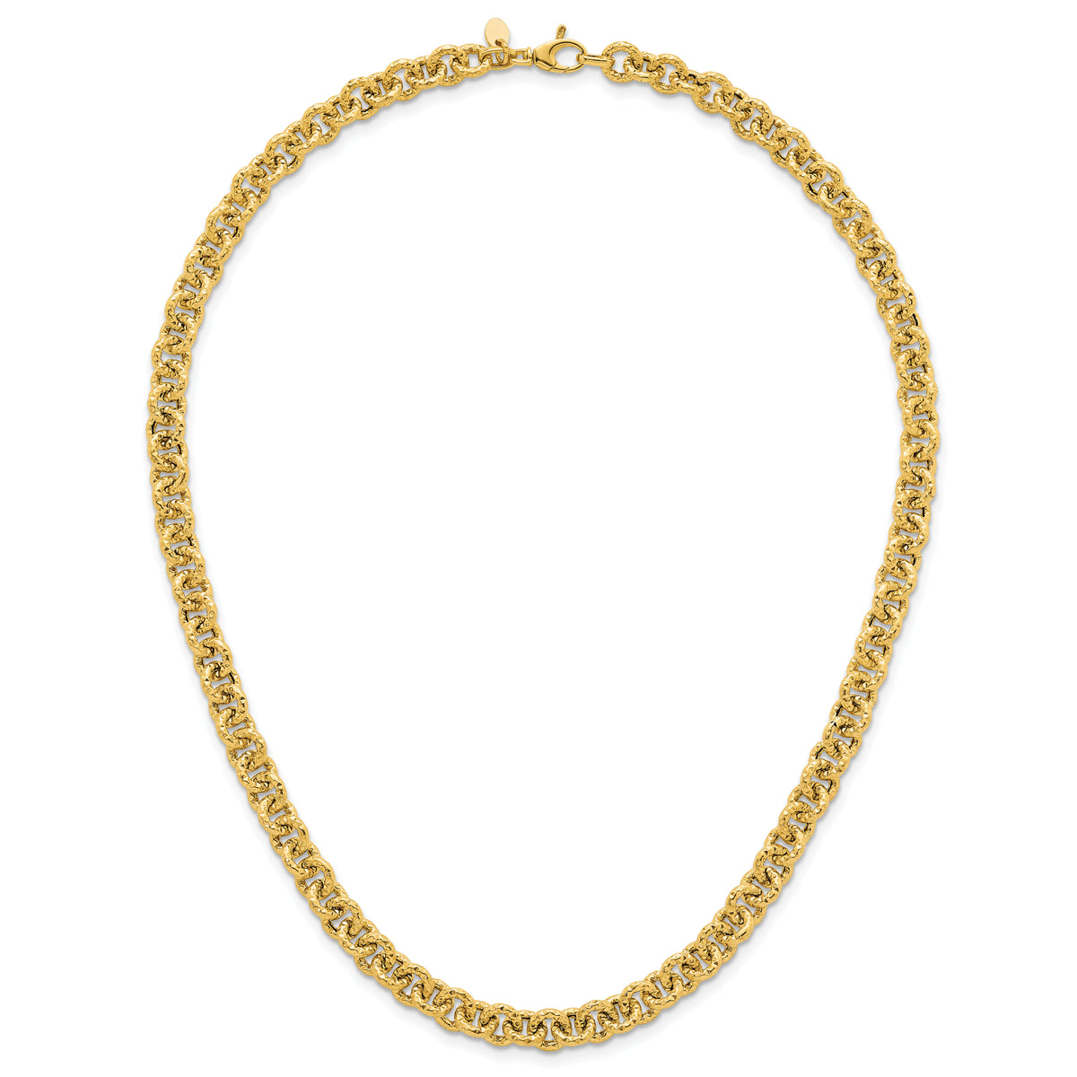 14k Polished and Textured Fancy Link 18in Necklace-SF3266-18
