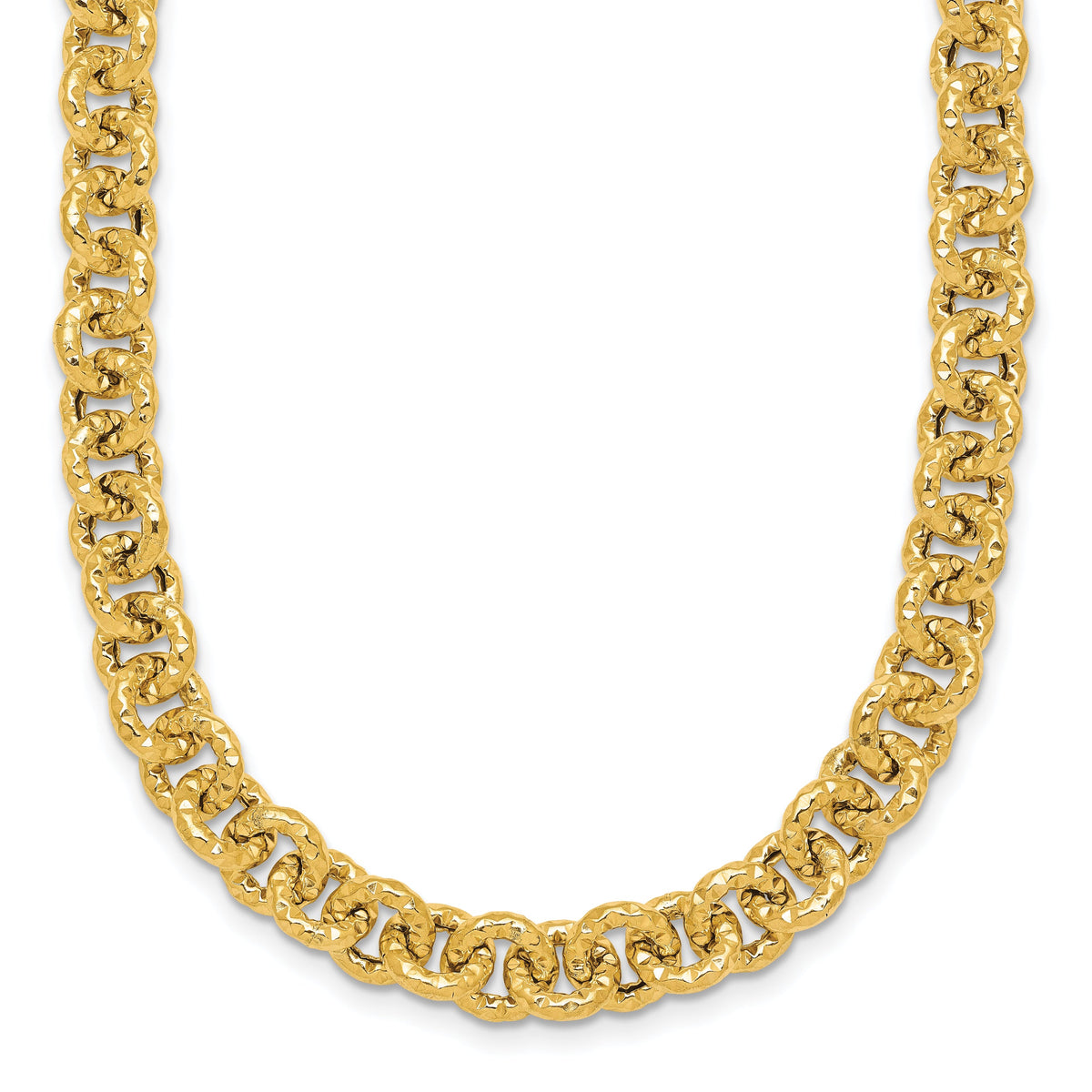 14k Polished and Textured Fancy Link 18in Necklace-SF3266-18