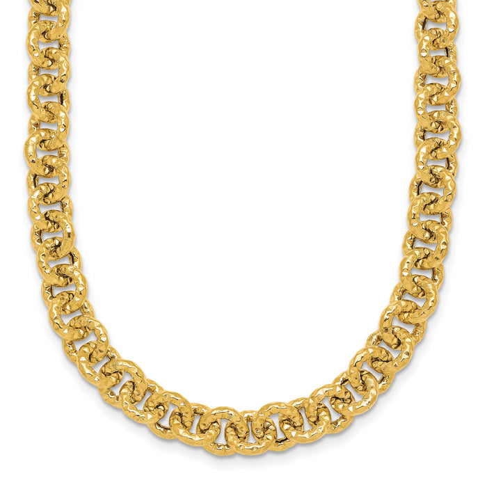 14k Polished and Textured Fancy Link 18in Necklace-SF3266-18