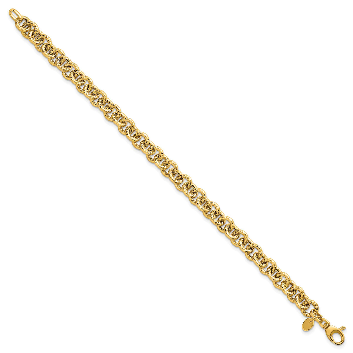 14k Polished and Textured Fancy Link 7.5in Bracelet-SF3266-7.5