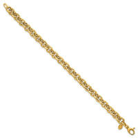 14k Polished and Textured Fancy Link 7.5in Bracelet-SF3266-7.5