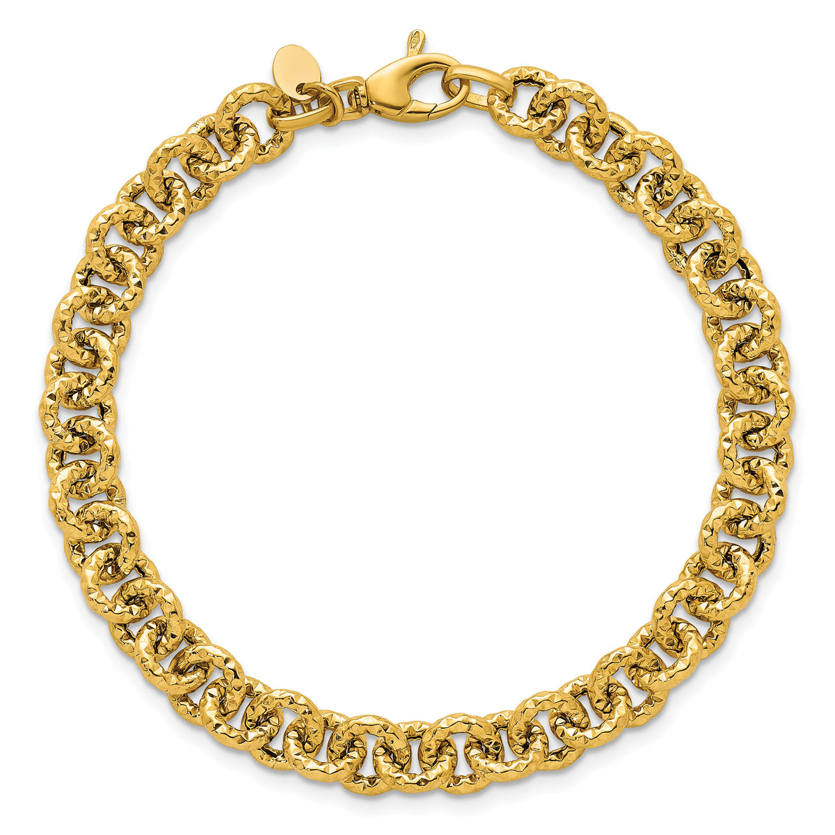 14k Polished and Textured Fancy Link 7.5in Bracelet-SF3266-7.5