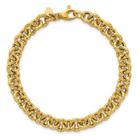 14k Polished and Textured Fancy Link 7.5in Bracelet-SF3266-7.5