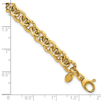 14k Polished and Textured Fancy Link 7.5in Bracelet-SF3266-7.5