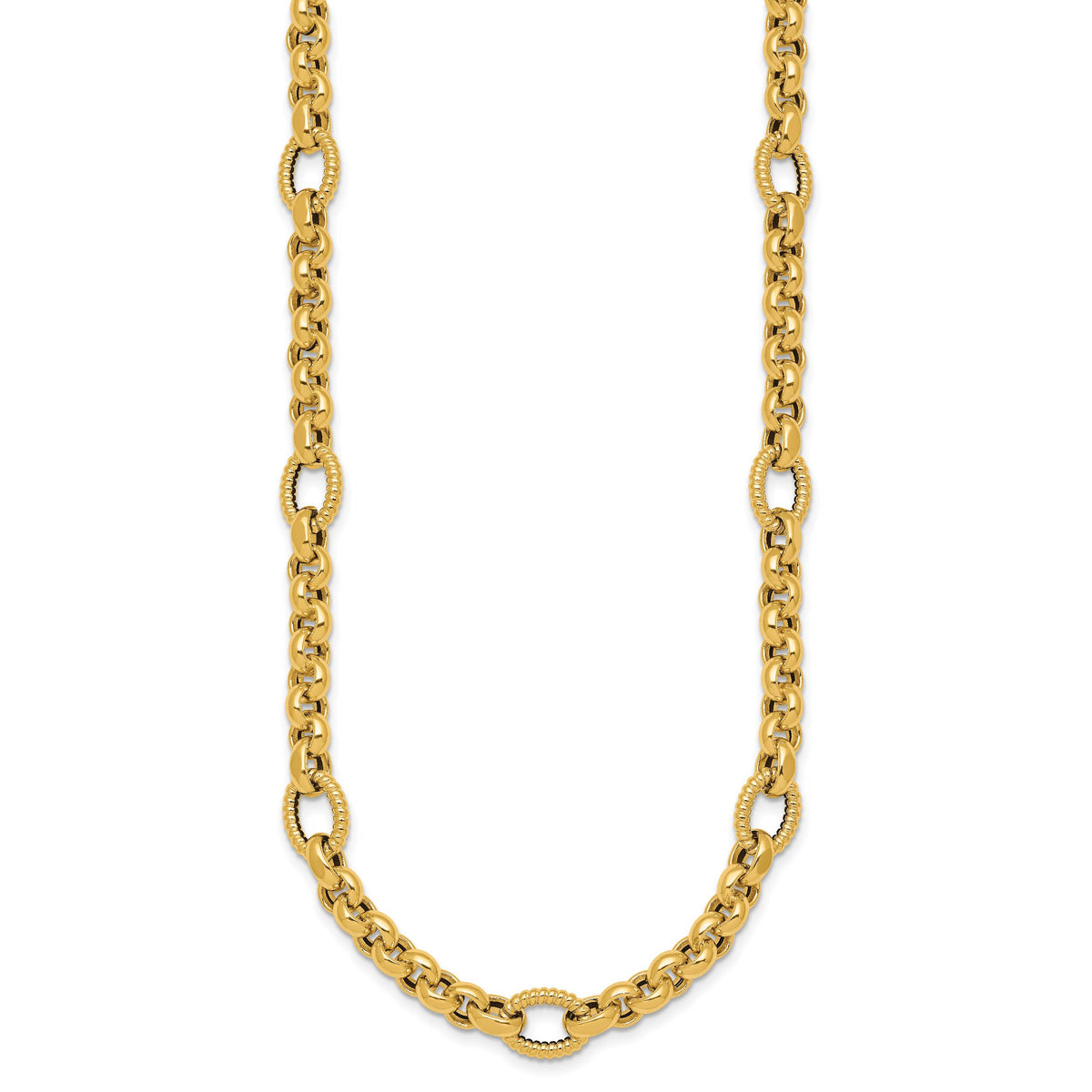 14k Polished and Textured Fancy Link 18in Necklace-SF3267-18