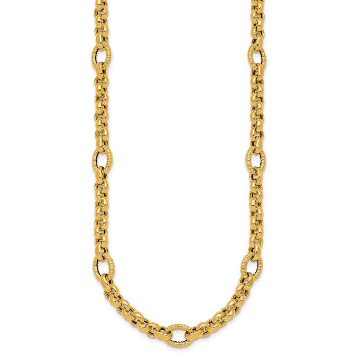 14k Polished and Textured Fancy Link 18in Necklace-SF3267-18