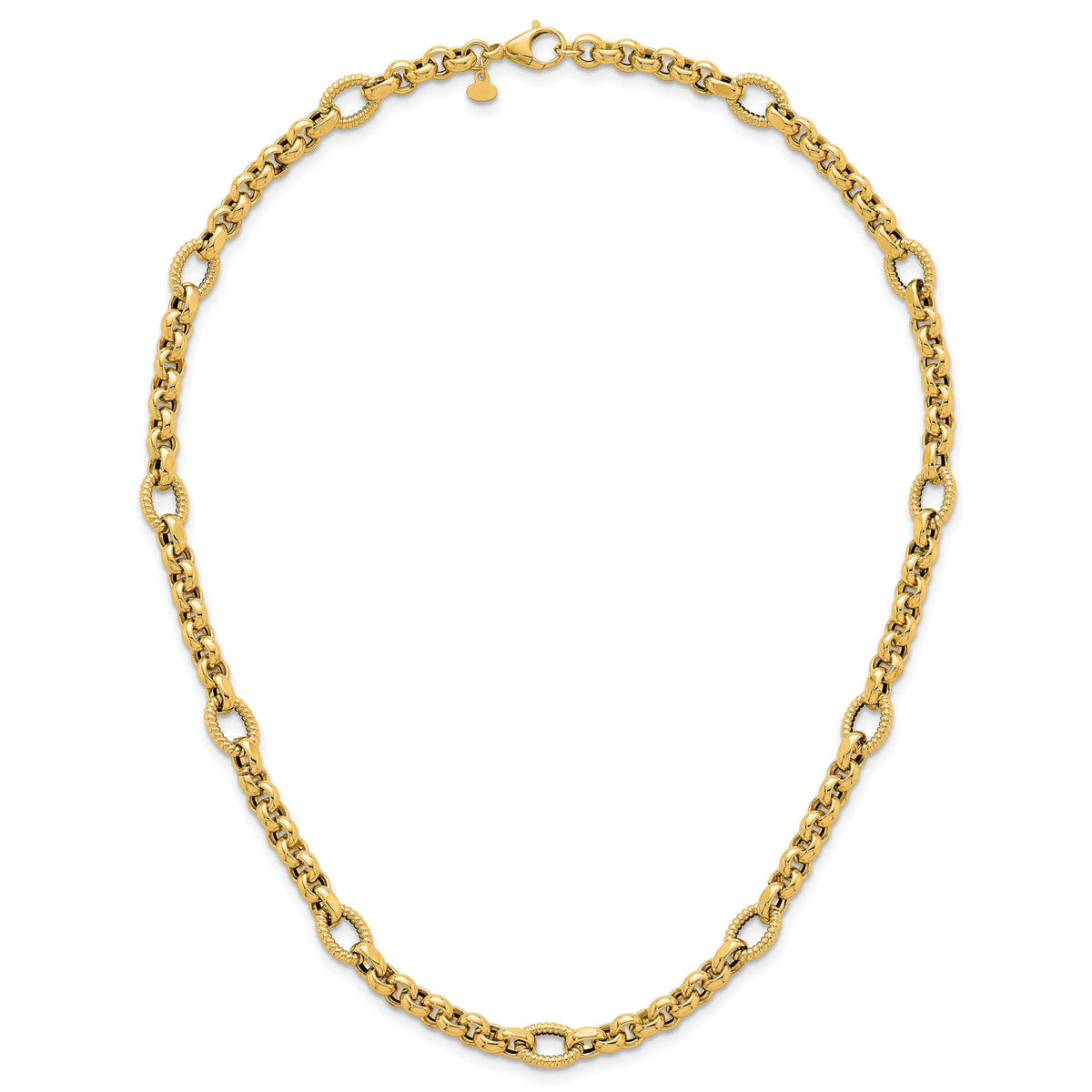 14k Polished and Textured Fancy Link 18in Necklace-SF3267-18