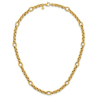 14k Polished and Textured Fancy Link 18in Necklace-SF3267-18
