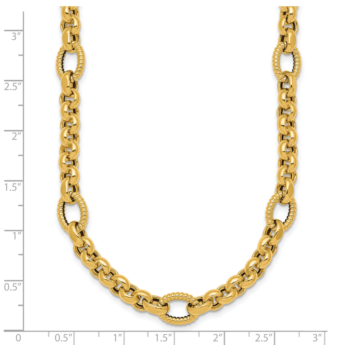 14k Polished and Textured Fancy Link 18in Necklace-SF3267-18