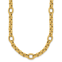 14k Polished and Textured Fancy Link 18in Necklace-SF3267-18