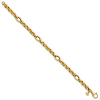14k Polished and Textured Fancy Link 7.5in Bracelet-SF3267-7.5