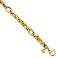 14k Polished and Textured Fancy Link 7.5in Bracelet-SF3267-7.5