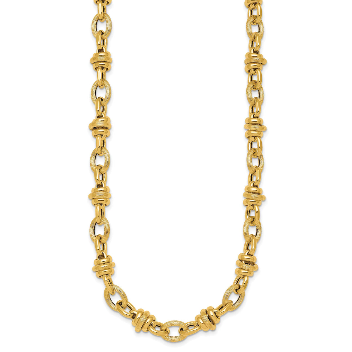 14k Polished and Textured Fancy Link 18in Necklace-SF3268-18