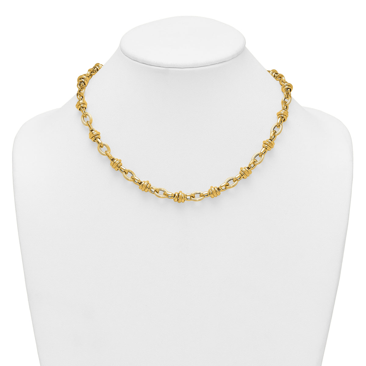 14k Polished and Textured Fancy Link 18in Necklace-SF3268-18