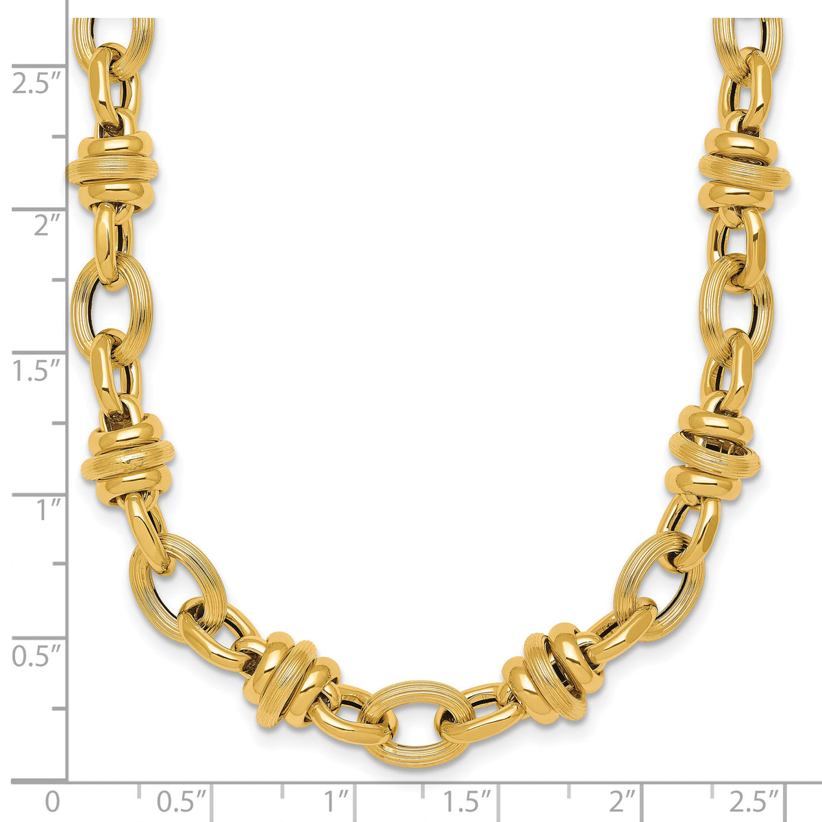 14k Polished and Textured Fancy Link 18in Necklace-SF3268-18