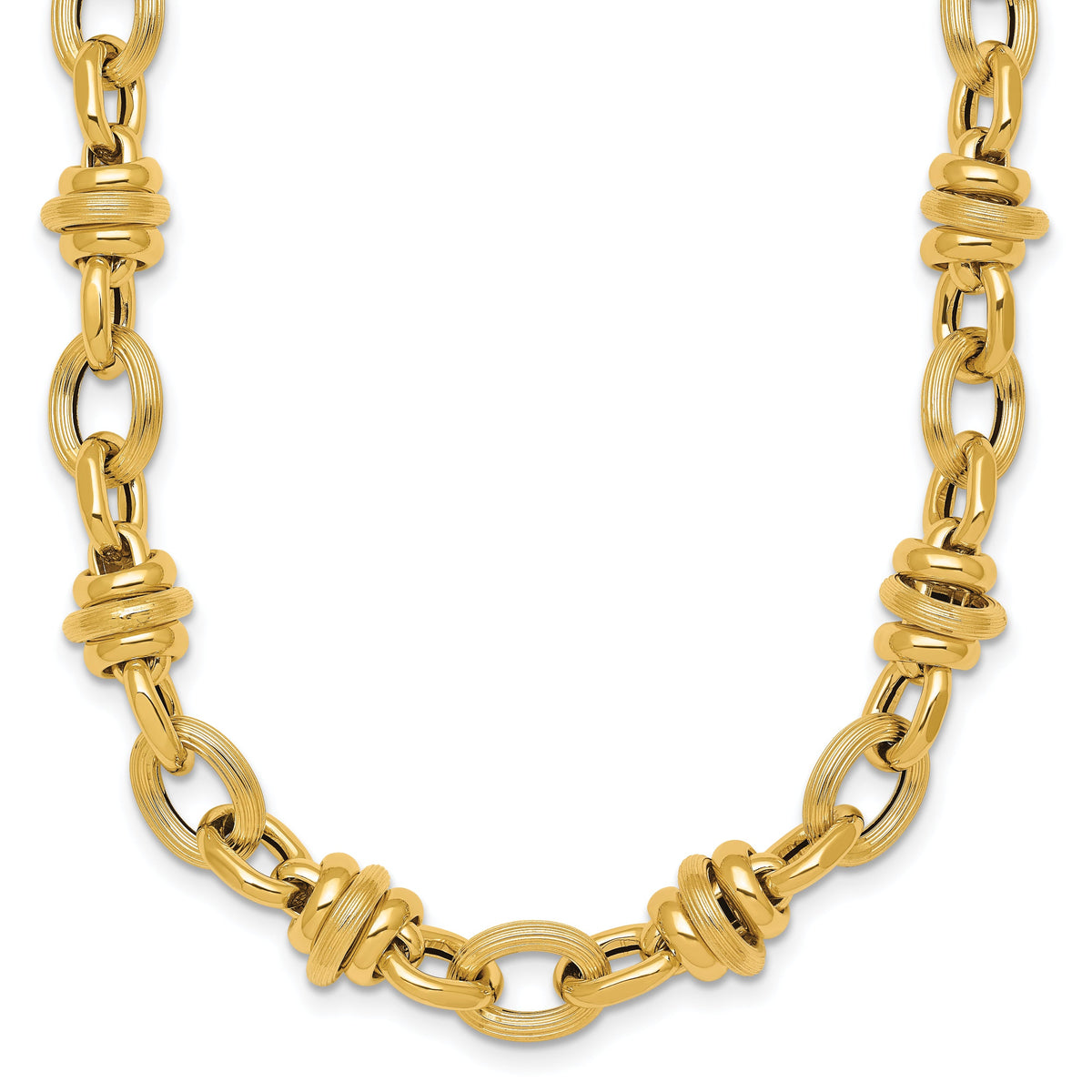 14k Polished and Textured Fancy Link 18in Necklace-SF3268-18