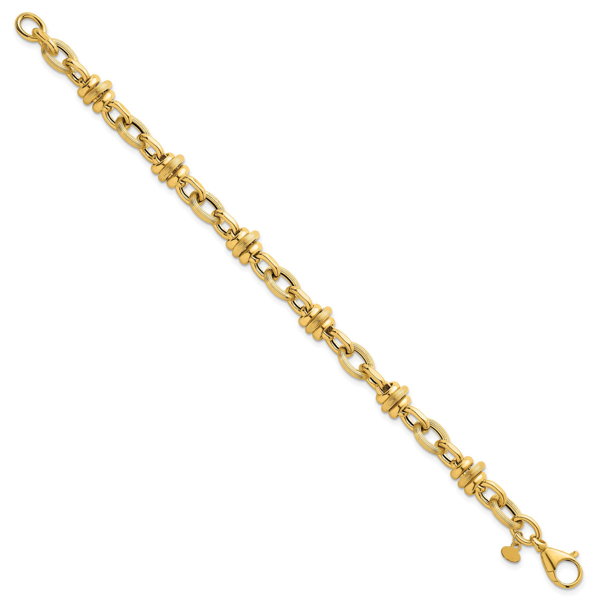 14k Polished and Textured Fancy Chain 7.5in Bracelet-SF3268-7.5