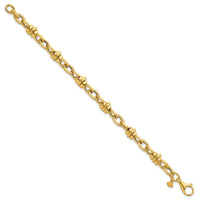 14k Polished and Textured Fancy Chain 7.5in Bracelet-SF3268-7.5