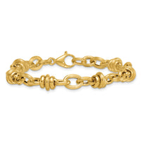 14k Polished and Textured Fancy Chain 7.5in Bracelet-SF3268-7.5