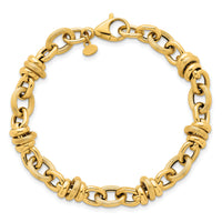 14k Polished and Textured Fancy Chain 7.5in Bracelet-SF3268-7.5