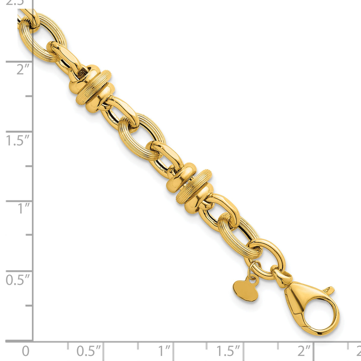 14k Polished and Textured Fancy Chain 7.5in Bracelet-SF3268-7.5