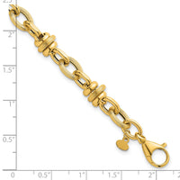 14k Polished and Textured Fancy Chain 7.5in Bracelet-SF3268-7.5