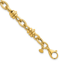14k Polished and Textured Fancy Chain 7.5in Bracelet-SF3268-7.5