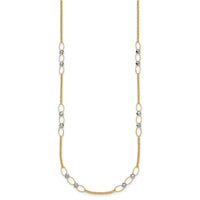 14k Two-tone Polished and Diamond-cut Beads Fancy Link Necklace-SF3269-18
