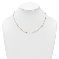 14k Two-tone Polished and Diamond-cut Beads Fancy Link Necklace-SF3269-18