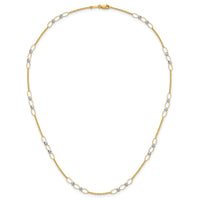 14k Two-tone Polished and Diamond-cut Beads Fancy Link Necklace-SF3269-18