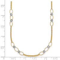 14k Two-tone Polished and Diamond-cut Beads Fancy Link Necklace-SF3269-18